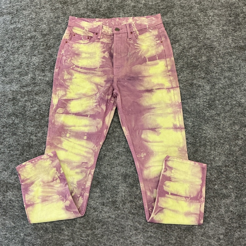 GRLFND Casual Hippie Stylish Tie-Dye Bleach Washed Purple Women Jeans Size 26